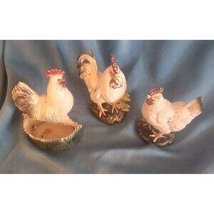 Vtg NAPCO National Potteries Chicken Set - Rooster Hen